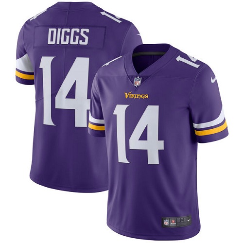 Minnesota Vikings #14 Limited Stefon Diggs Purple Nike NFL Home Men Jersey  Vapor Untouchable->youth nfl jersey->Youth Jersey